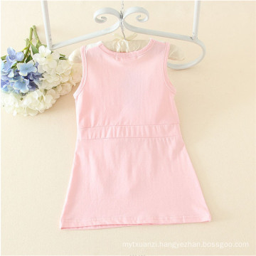 Baby Hot Sale Cotton Kids Dress Summer Sleeveless Casual Candy Pink Dress For Baby Girls